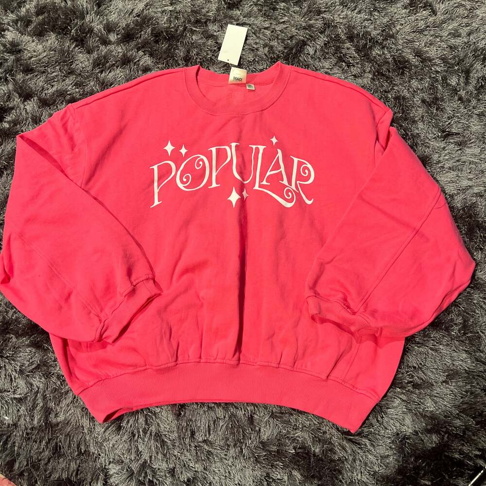 Wicked 'Popular' Pink Graphic Oversized Crewneck Sweatshirt
